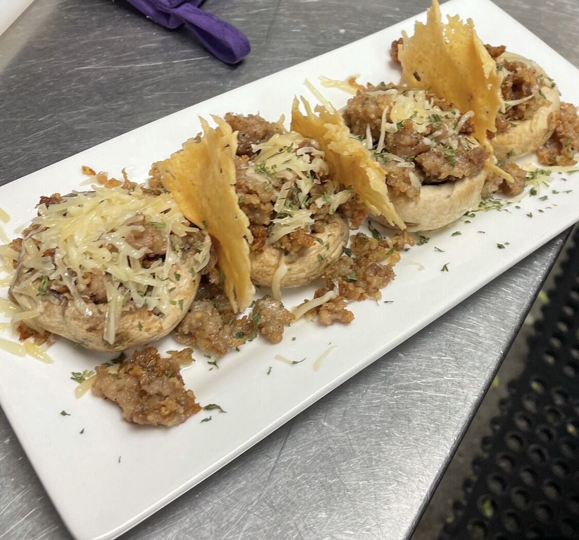 Foodlove Café sausage and herb stuffed mushrooms